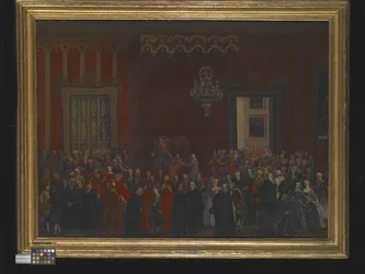 Siviiliseremonia Ferdinand IV:n noustessa Napolin valtaistuimelle vuonna 1759, noin 1780 (öljy kankaalle)