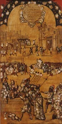 Meksikon valloitus, paneeli IV, n. 1696-1715 (maali puulle)
