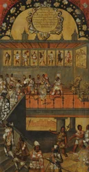 Meksikon valloitus, paneeli XII, n. 1696-1715 (maali puulle)