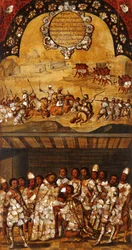 Meksikon valloitus, paneeli XIX, n. 1696-1715 (maali puulle)
