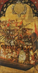 Meksikon valloitus, paneeli XXIII, n. 1696-1715 (maali puulle)