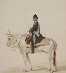 Naser al-Din Shah Qajarin ratsastusmuotokuva 1831-1896, 1873