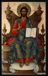 Vapahtaja valtaistuimelle - Sopljakov, Mihail Aleksejevitš (1722-1799) - 1762 - Tempera paneelissa - 92,5x60 - Yksityiskokoelma