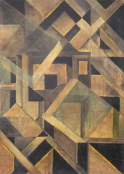 Abstrakti sävellys kiteisillä muodoilla, c. 1920.