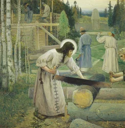 Saint Sergius työstää triptyykkiä, keskiosa, 1896