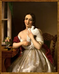 Matkakyyhkynen. Miklos Barabasin (1810-1898) maalaus öljy kankaalle