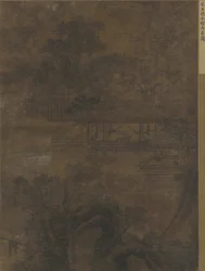 Maisema: kaksi miestä paviljongissa puiden alla