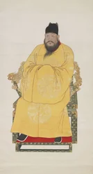 Ming-dynastian viidennen keisarin, Xuande-keisarin (1399-1435) muotokuva (riippukäärö, muste ja värit paperilla)