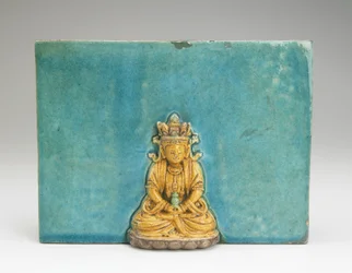 Laatta Buddha Amitabhan hahmolla (keraaminen)