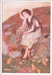 Se oli pieni harmaa tie, jonka alla hänen katseensa oli kiinnitetty (väri litho)