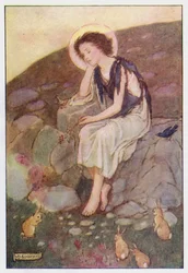 Saint Cuthbert (väri litho)