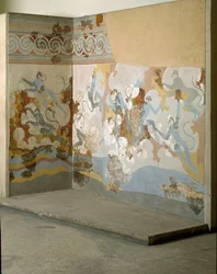 Minolainen taide: ”Apinat” Fresko Akrotirista Santorinilta. 1500-luku eaa. Ateena, Kansallinen arkeologinen museo
