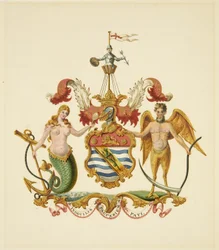 Arms of the Society of Merchant Venturers, n. 1830 (kynä ja akvarelli paperilla)