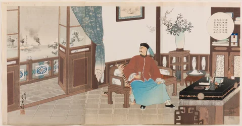 Weihaiweissa täysin tuhoutuneen Kiinan Beiyang-laivaston amiraali Ding Ruchang tekee itsemurhan virkatalossaan