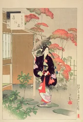 Teeseremonia: Hoei-ajan nainen, sarjasta "A Selection of the Thirty-Six Beauties", 1893 (värillinen puupainatus)