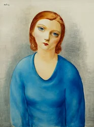 Nuori nainen sinisessä puserossa; Jeune Femme au Corsage Bleu, noin 1925 (öljy kankaalle)