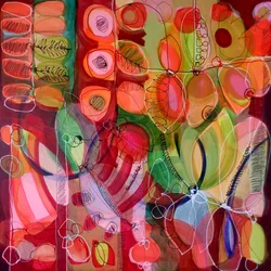 Värikkäitä abstrakteja kasvikuvioita