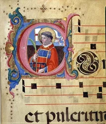 Ms 543 Historioitu alkukirjain St. Lawrence, psalterista, n. 1515 (vellum)