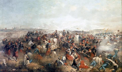 Palestron taistelu: Zouaves. Keskellä Victor Emmanuel II