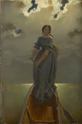 Venenainen, paronitar Marie Spaun Gmundenjärvellä, noin 1851.