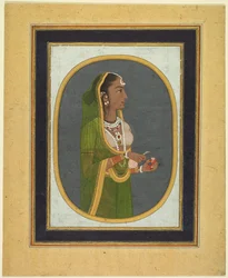 Hovinrouva kaatamassa viiniä, c. 1760, rajat n. 1830-luku.