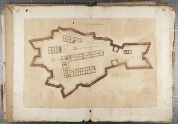 Portfolio Urbinon Mutio Oddin ja muiden piirustuksista - Fuentesin satama, n. 1635-1640 (kynä ja muste paperille sidottussa tilavuudessa)