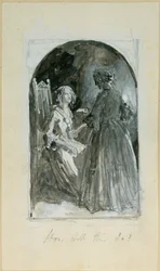 "Emma ottaa aihiota Madelainen kovalta kädeltä" (bc, kynä ja wc paperilla)