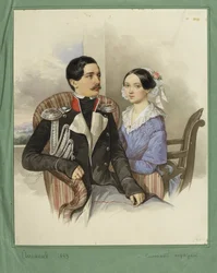 Muotokuva kreivi Jakov Karlovich Sieversistä 1818-1865 ja kreivitär Vera Mihailovnasta 1818-1865, 1843
