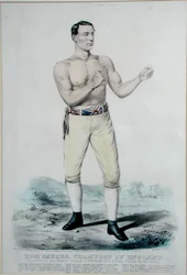 Tom Sayers (1826-65) Englannin mestari, julkaistu 1860 (värilitho)