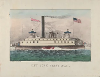 New York Ferry Boat, n. 1860-65 (käsinvärinen litografia)