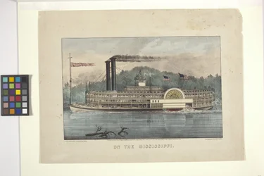 Mississippillä (käsinvärinen litografia)