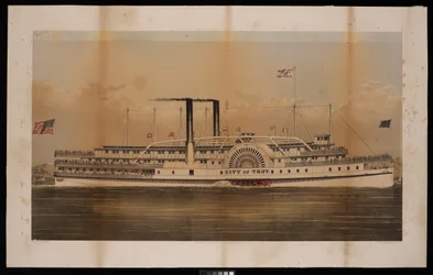 Paddle Steamer City of Troy Citizens Line Troy and Saratoga (litografia, värillinen)