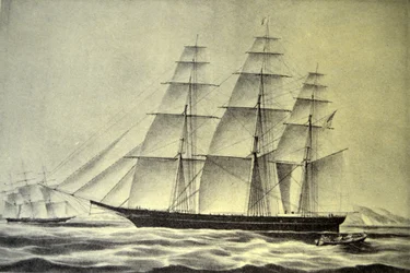 Currier & Ives -kuvitus 1800-luvulta. Clipper-alus Hurricane