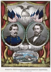 Suuri kansallinen demokraattinen banderolli. Rauha! Unioni! ja voitto!, 1864