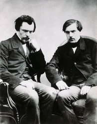 Veljekset Edmond de Goncourt (1822-1896) ja Jules Huot de Goncourt (1830-1870), ranskalaiset kirjailijat, Kuva Felix Nadar (1820-1910)