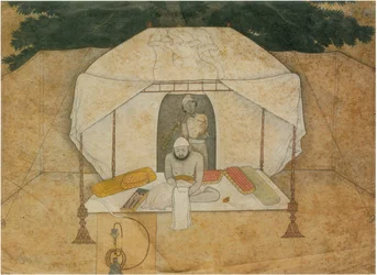 Balwant Singh istuu kirjoittamassa leiripedillä
