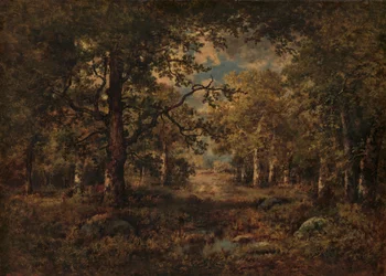Näköala puiden läpi: Fontainebleau, 1873.