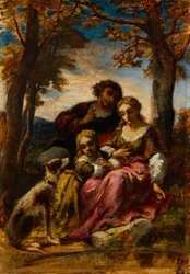Figuurit ja koira maisemassa, 1852.