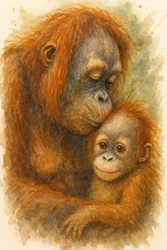 Orangutanin hellä syleily