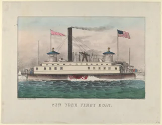 New York Ferry Boat, n. 1860-65, n. 1860-65. Tekijät: Nathaniel Currier, James Merritt Ives, Currier ja Ives.