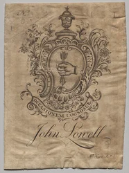 Kirjakilpi: Vaakuna, johon on kaiverrettu John Lowell
