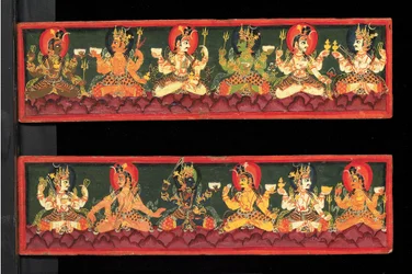 Kirjan kannet Shaiva-käsikirjoituksesta (läpinäkymätön wc puulla)