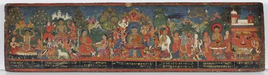 Buddhalainen käsikirjoituksen kansi (läpinäkymätön wc puulla)