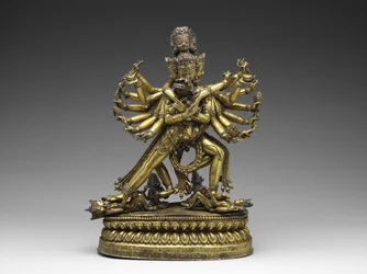 Shastradhara (aseita kantava) Hevajra, n. 1531 (kullattu kupari ja pigmentti)