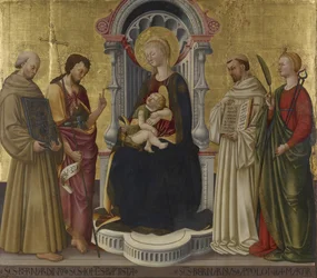 Neitsyt ja lapsi neljän pyhimyksen ympäröimänä, noin 1450 (tempera ja kulta paneelille).