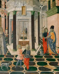Kohtaus Sienalaisen Bernhardin elämästä (tempera puulle)