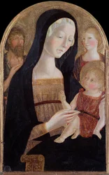 Neitsyt lapsen kanssa ja pyhät Johannes Kastaja ja Maria Magdaleena - Maalaus, noin 1470