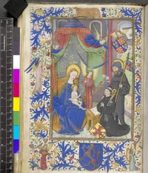 Lisää 17440 f.13v Liljan neitsyt suojelija Willem van Bossuntin kanssa Gentin messaalista