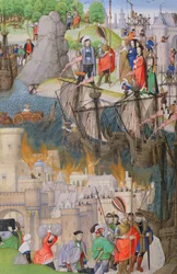 Ms 311 f.122 v. Scenes from the Aeneid, Vergilius, 1472-73