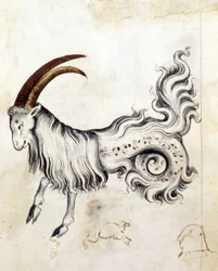 Sloane 3983, f.3v Horoskooppimerkki Kauris (vellum)